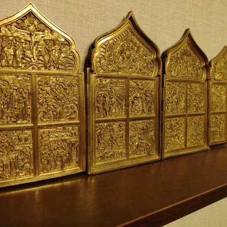 Складень "Праздники" позолоченный в идеальном рельефе