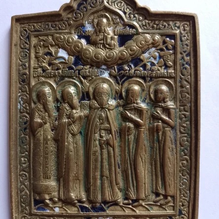Икона литая с эмалями преп. НИЛ, св.муч. ВЛАСИЙ, свят. МОДЕСТ, муч. ФЛОР И ЛАВР
