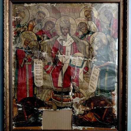 Икона на холсте "Спас на престоле" 42*36 см