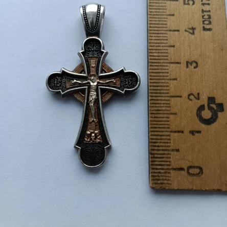 Крест серебряный с чернением и золочением