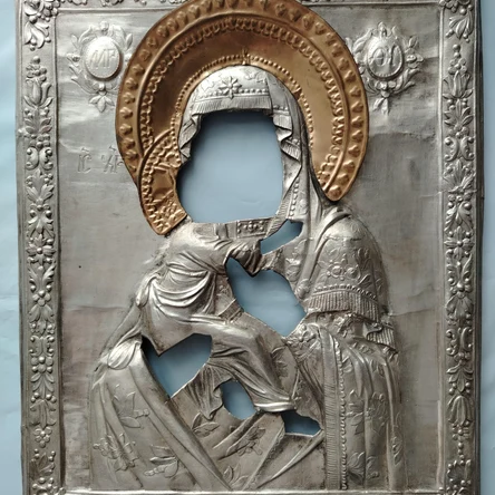 Оклад серебряный "Владимирская богородица" 32*26