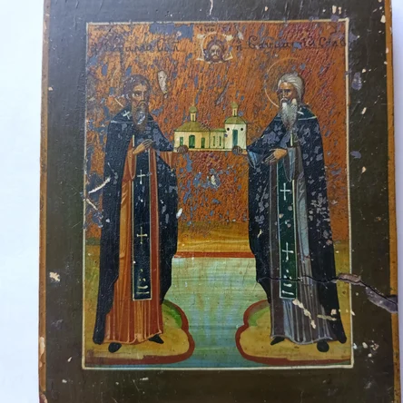 Икона "Зосима и Савватий Соловецкие" миниатюра