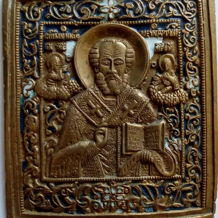 Икона литая с эмалями "Николай Чудотворец" 11*9,5