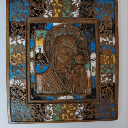 Икона литая с эмалями "Казанская богородица"