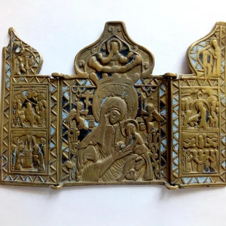 Складень "Страстная Богородица" с эмалями