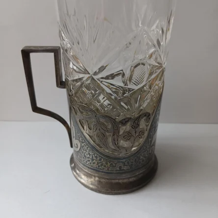 Подстаканник серебряный с хрустальным стаканом